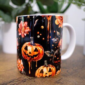 Fall and Halloween 12oz Ceramic Mugs, Set of 2, Handmade, cup, coffee